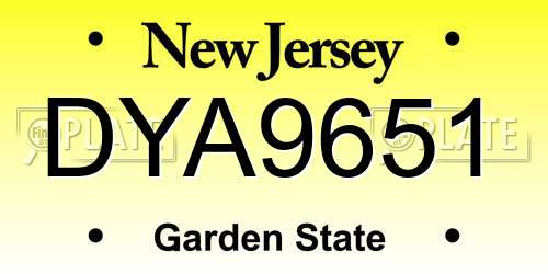 DYA9651 New Jersey License Plate