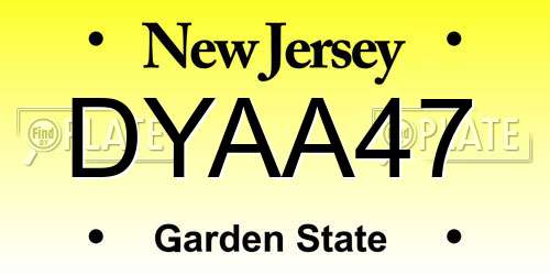 DYAA47 New Jersey License Plate