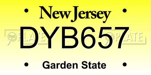DYB657 New Jersey License Plate