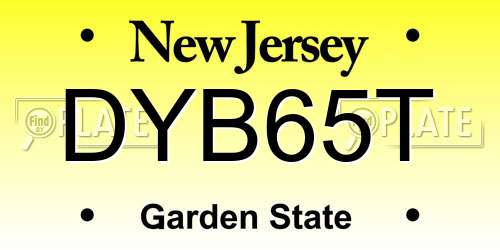 DYB65T New Jersey License Plate