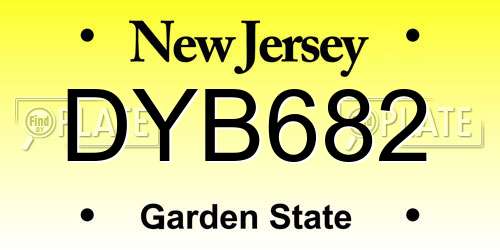 DYB682 New Jersey License Plate