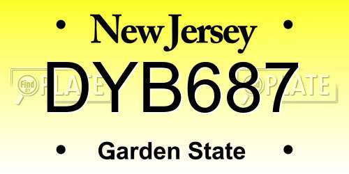 DYB687 New Jersey License Plate