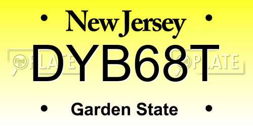 DYB68T New Jersey License Plate