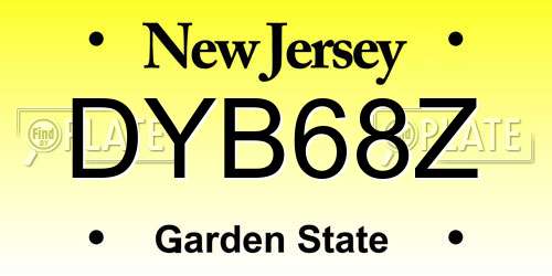 DYB68Z New Jersey License Plate