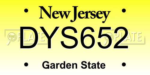 DYS652 New Jersey License Plate