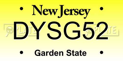 DYSG52 New Jersey License Plate