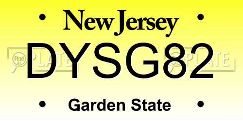 DYSG82 New Jersey License Plate