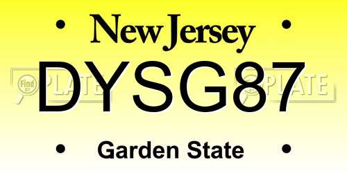 DYSG87 New Jersey License Plate
