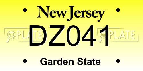 DZ041 New Jersey License Plate