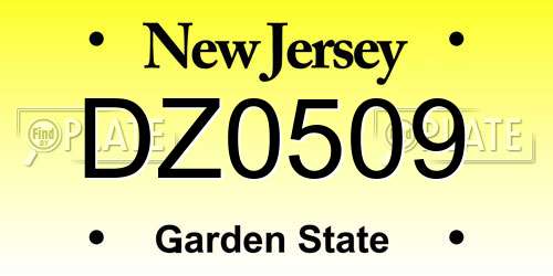 DZ0509 New Jersey License Plate