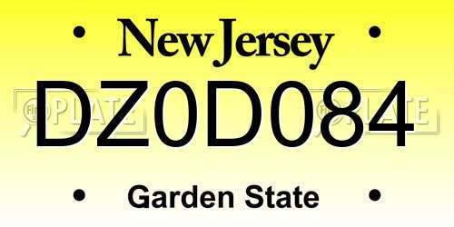 DZ0D084 New Jersey License Plate