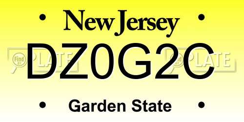 DZ0G2C New Jersey License Plate
