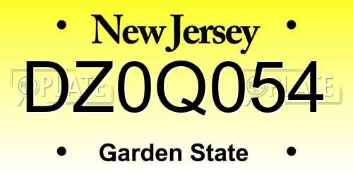 DZ0Q054 New Jersey License Plate