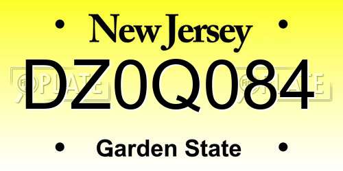 DZ0Q084 New Jersey License Plate