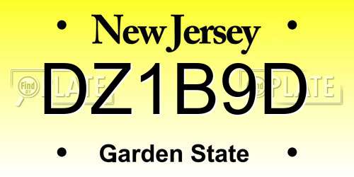 DZ1B9D New Jersey License Plate