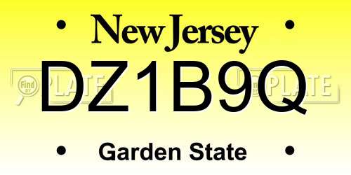 DZ1B9Q New Jersey License Plate