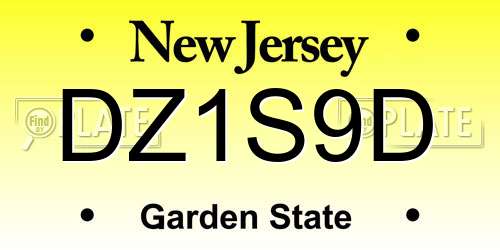 DZ1S9D New Jersey License Plate