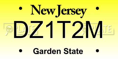 DZ1T2M New Jersey License Plate