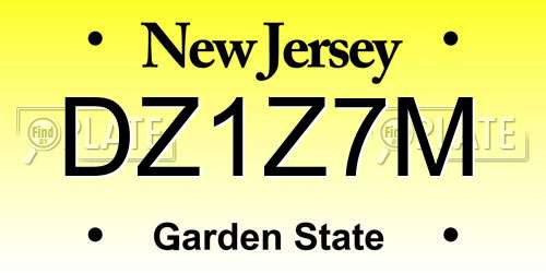 DZ1Z7M New Jersey License Plate