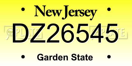 DZ26545 New Jersey License Plate