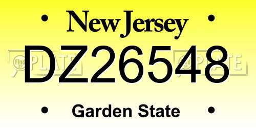 DZ26548 New Jersey License Plate