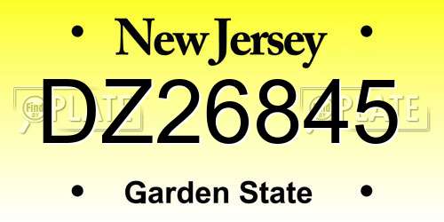 DZ26845 New Jersey License Plate