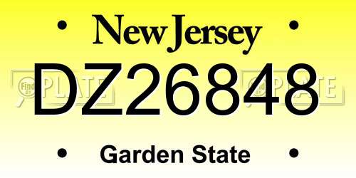 DZ26848 New Jersey License Plate