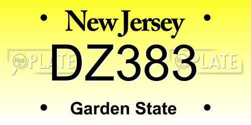 DZ383 New Jersey License Plate