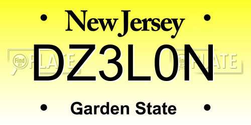 DZ3L0N New Jersey License Plate