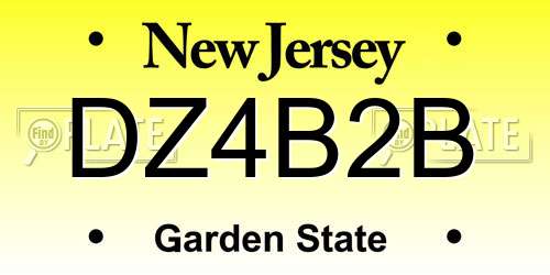 DZ4B2B New Jersey License Plate