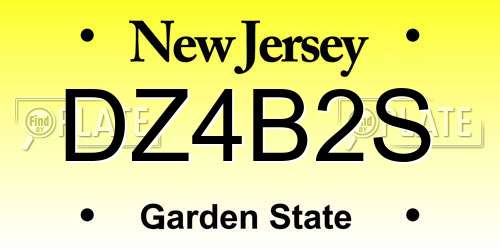 DZ4B2S New Jersey License Plate