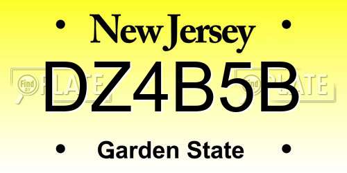 DZ4B5B New Jersey License Plate