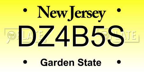 DZ4B5S New Jersey License Plate