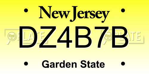 DZ4B7B New Jersey License Plate