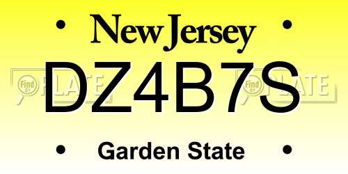 DZ4B7S New Jersey License Plate