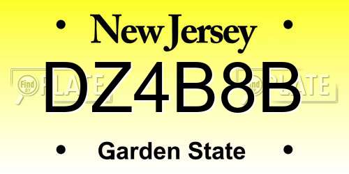 DZ4B8B New Jersey License Plate