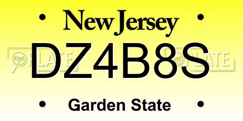 DZ4B8S New Jersey License Plate