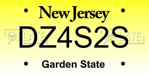 DZ4S2S New Jersey License Plate