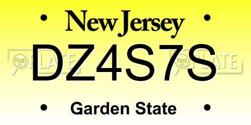 DZ4S7S New Jersey License Plate