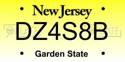 DZ4S8B New Jersey License Plate