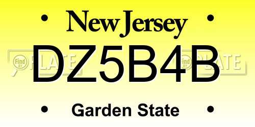 DZ5B4B New Jersey License Plate