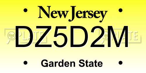 DZ5D2M New Jersey License Plate