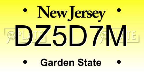 DZ5D7M New Jersey License Plate