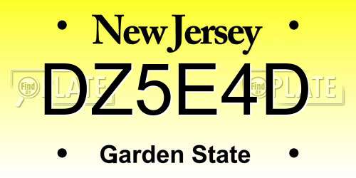 DZ5E4D New Jersey License Plate