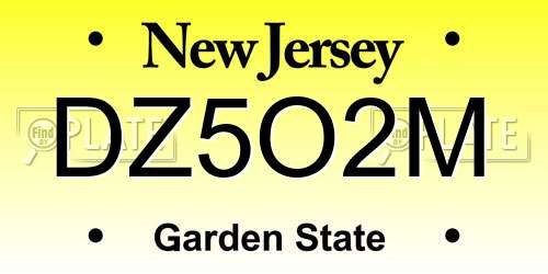 DZ5O2M New Jersey License Plate