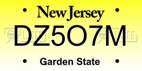 DZ5O7M New Jersey License Plate