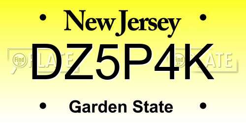 DZ5P4K New Jersey License Plate