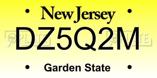 DZ5Q2M New Jersey License Plate
