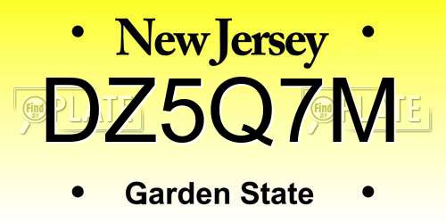 DZ5Q7M New Jersey License Plate