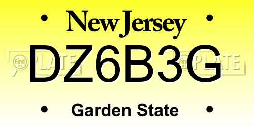 DZ6B3G New Jersey License Plate